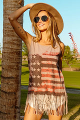 Trendsi BiBi American Flag Print Knit Sleeveless Top -