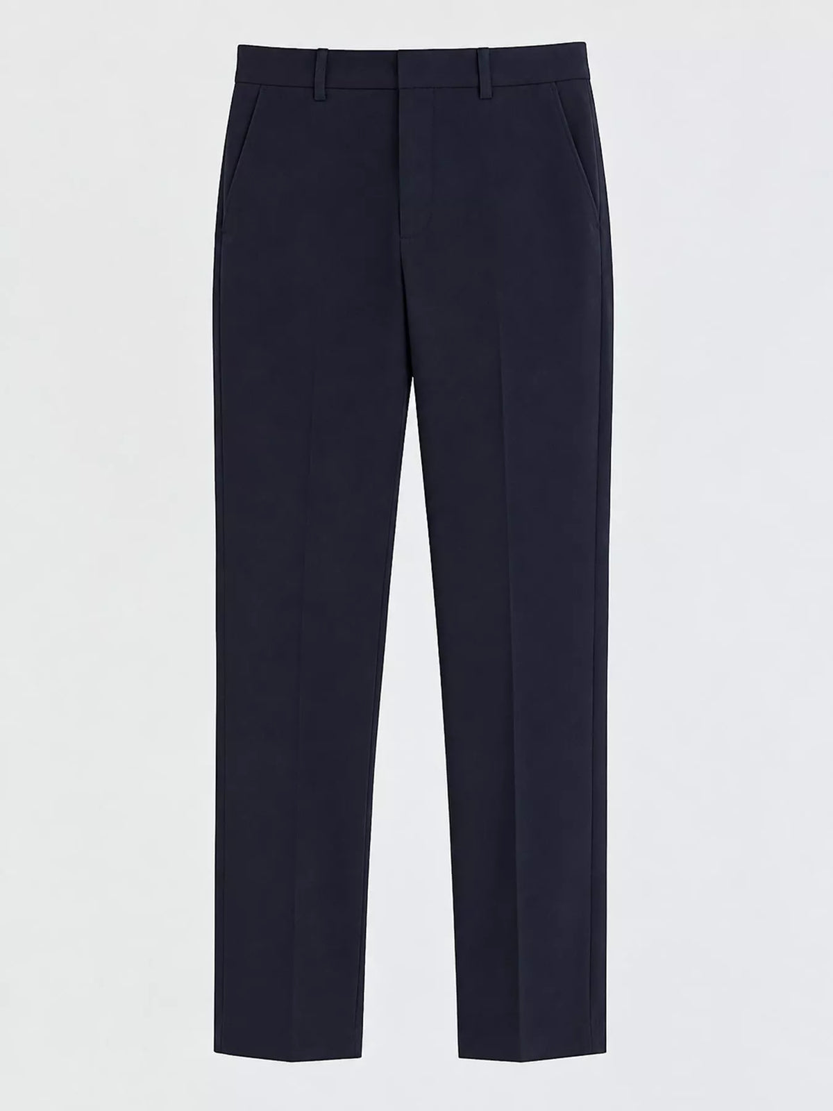 Straight-leg pants, navy flat front