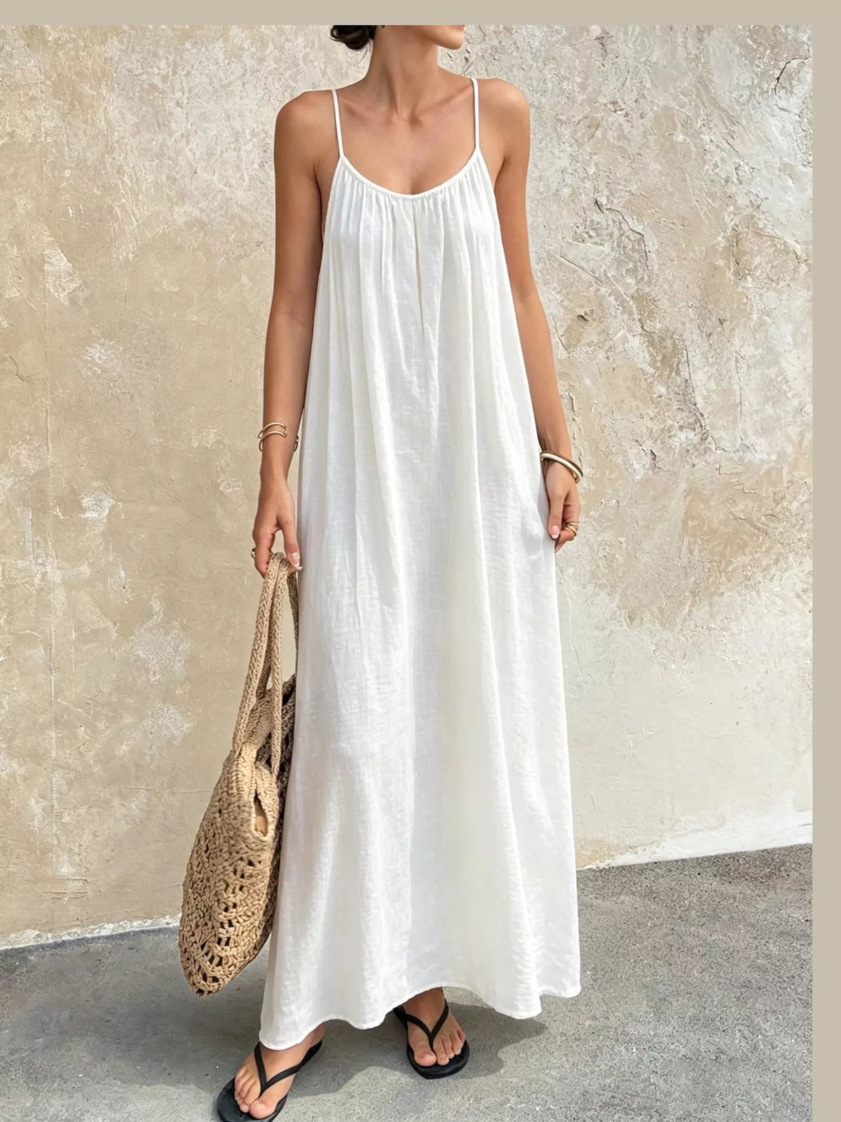 Backless Spaghetti Strap Maxi Dress — front view