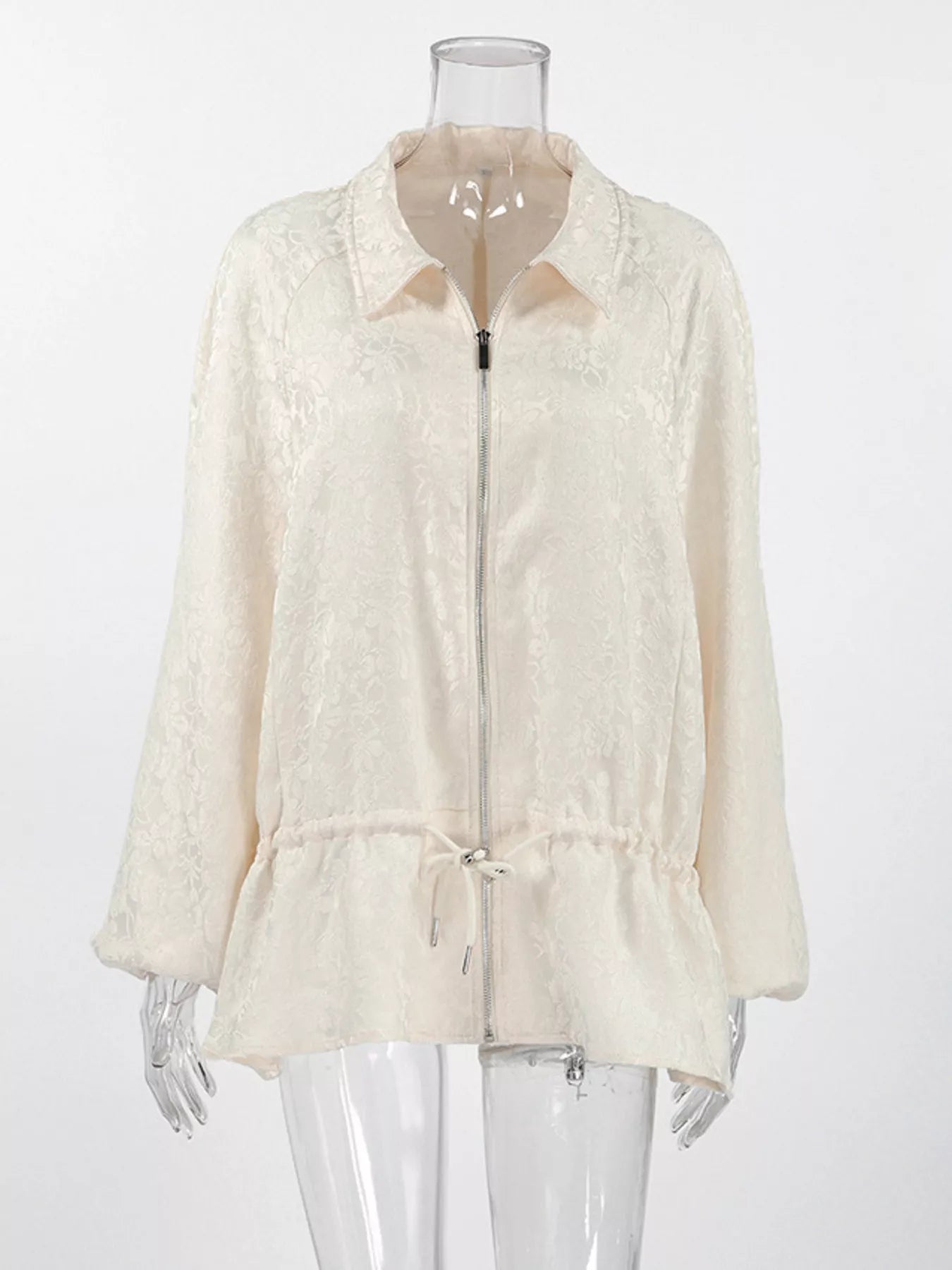 Trendsi Jacquard Zip-Up Peplum Jacket -