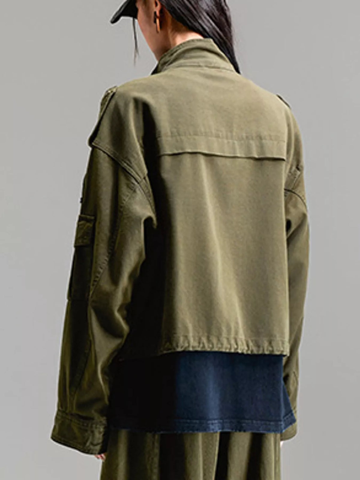 Multi Pockets Zip-Up Jacket — back view