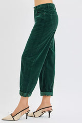 Trendsi RISEN High Rise Crop Barrel Cordurory Pants -