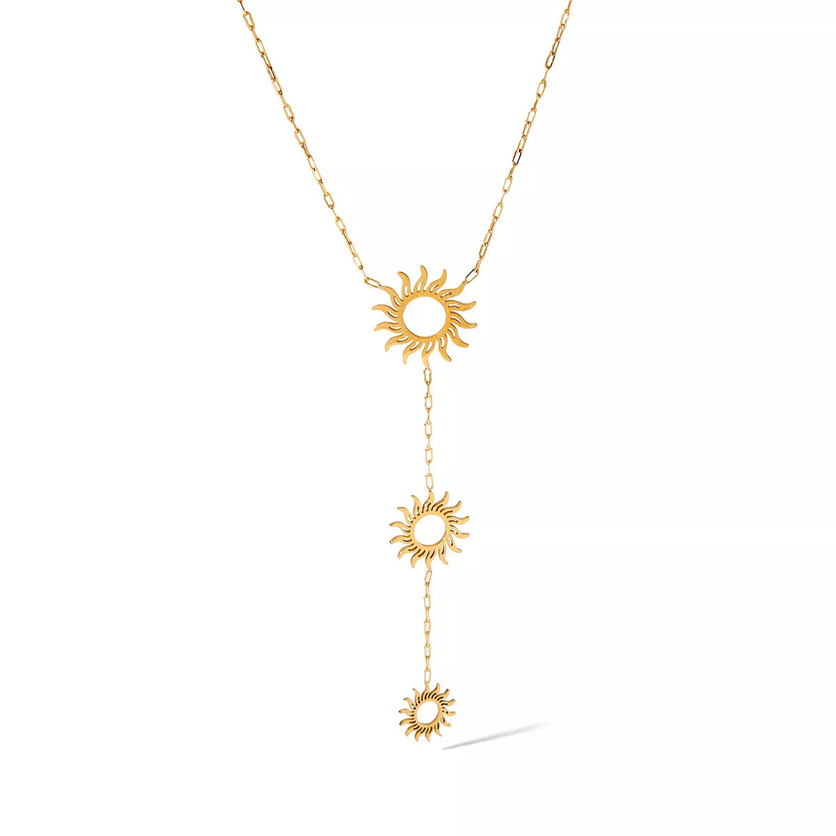 Trendsi 18K Gold-Plated Sun Pendant Necklace -