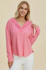 Trendsi Double Take Full Size High-Low Dropped Shoulder Long Sleeve Hoodie -