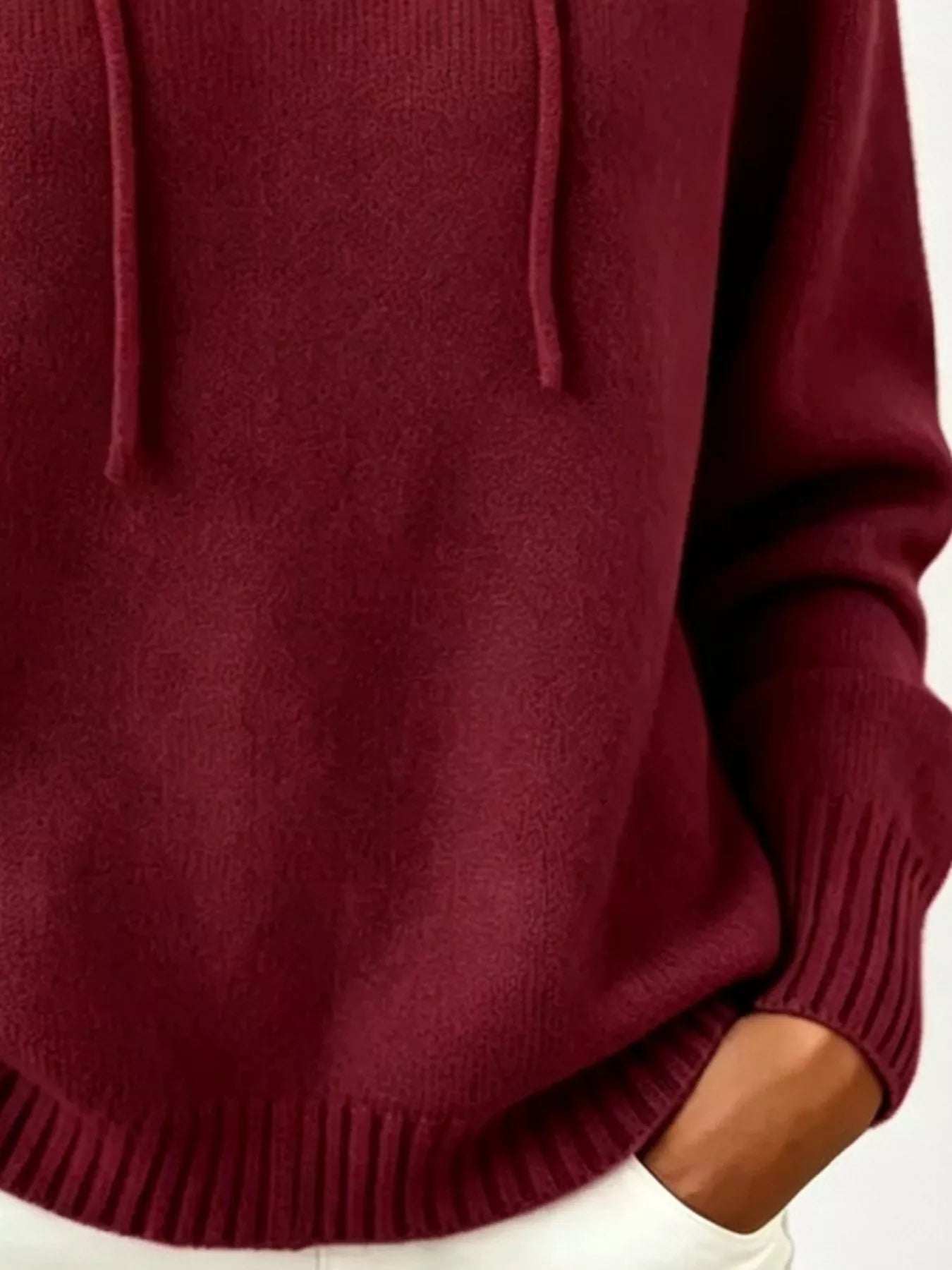 Trendsi Cozy Ribbed Long‑Sleeve Hooded Sweater -