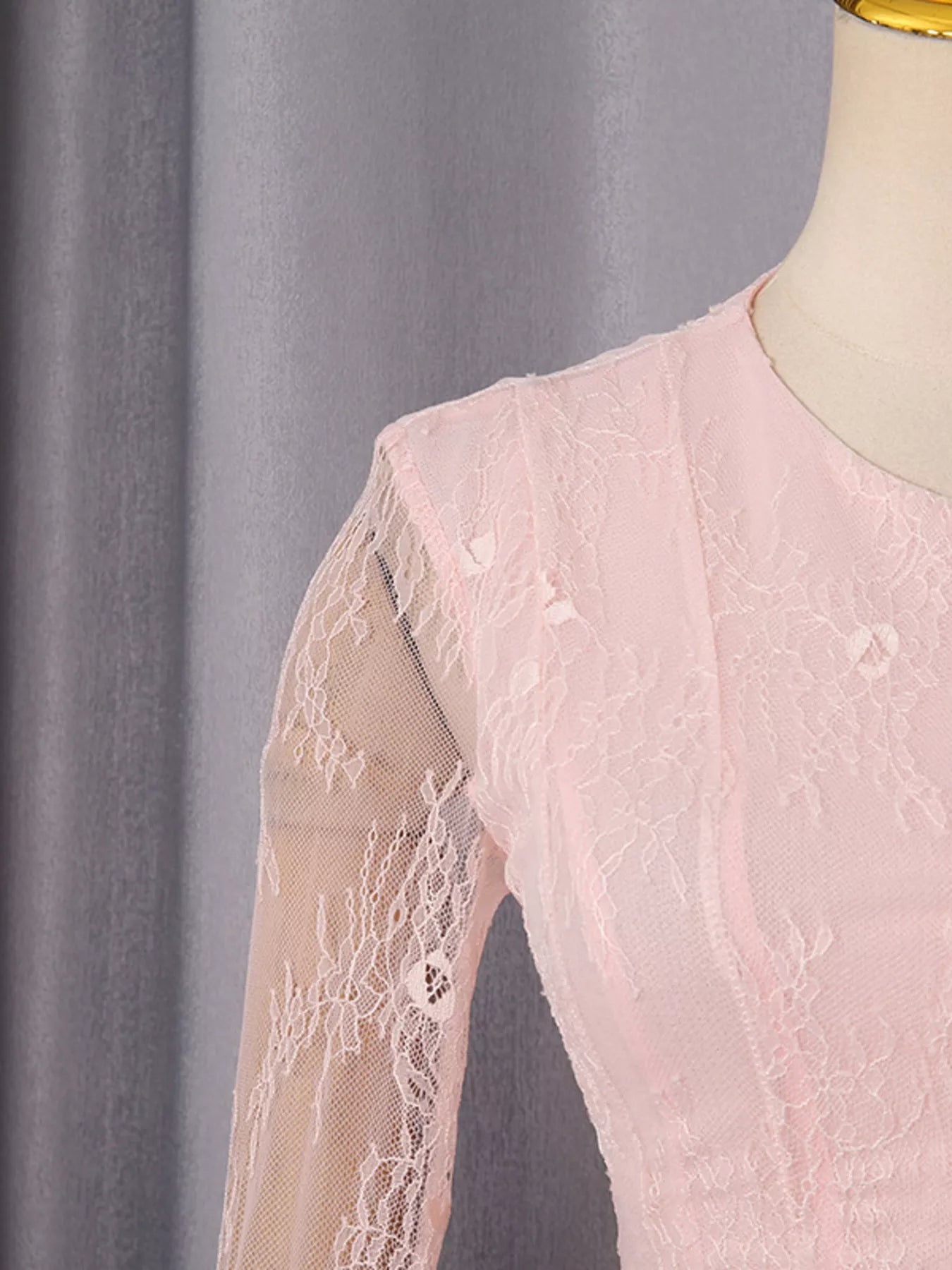Trendsi Lace Flare Sleeve Mini Dress -
