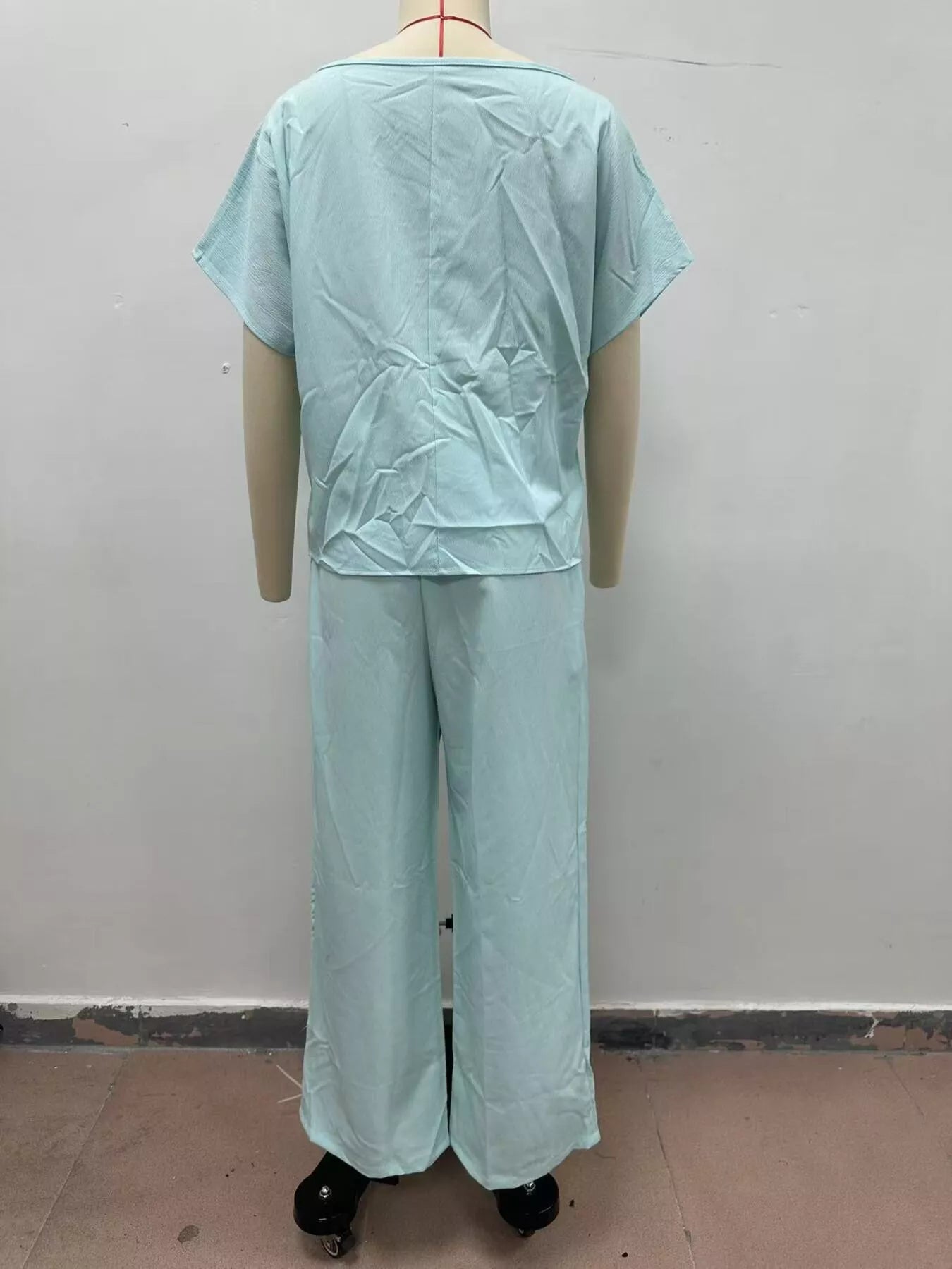 Trendsi Full Size Solid Color Top and Wide-Leg Pants Set Plus Size -