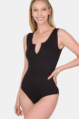 Trendsi Zenana Microfiber Notched Sleeveless Bodysuit -