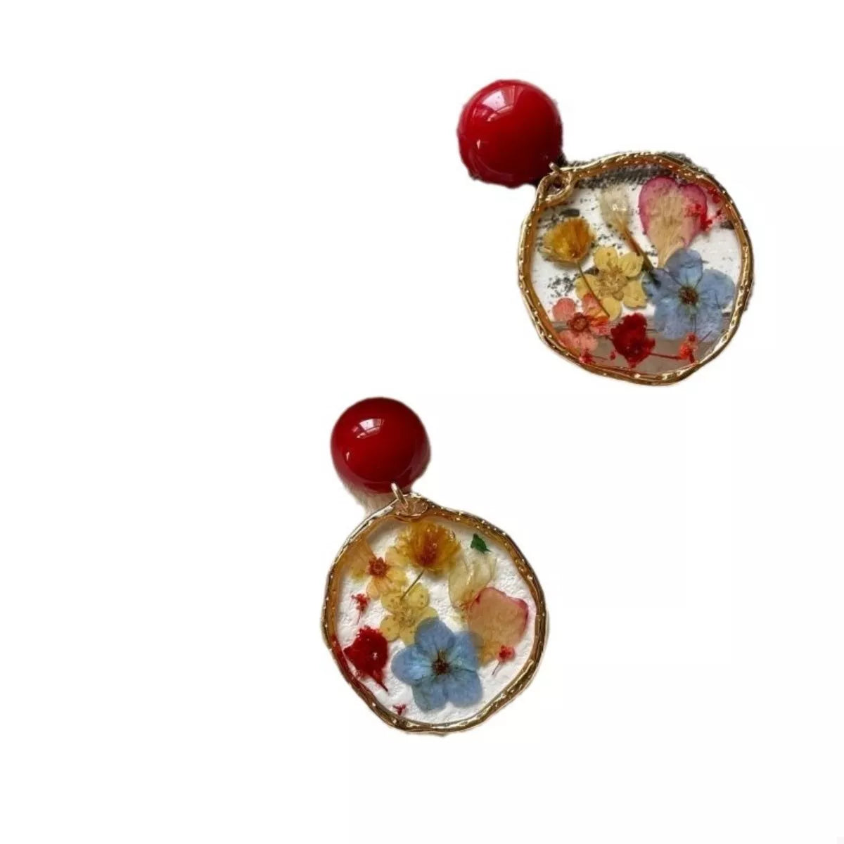 Trendsi 18K Gold-Plated Flower Dangle Earrings -