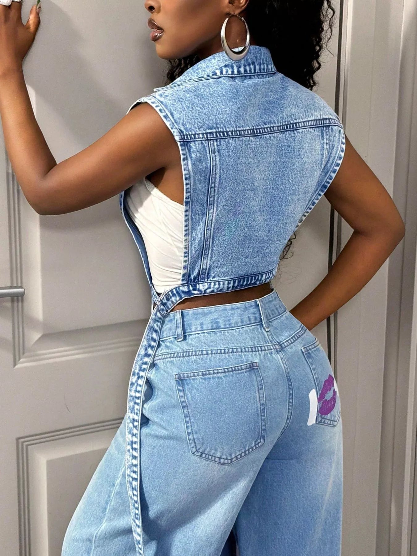 Trendsi High-Low Open Front Denim Vest -