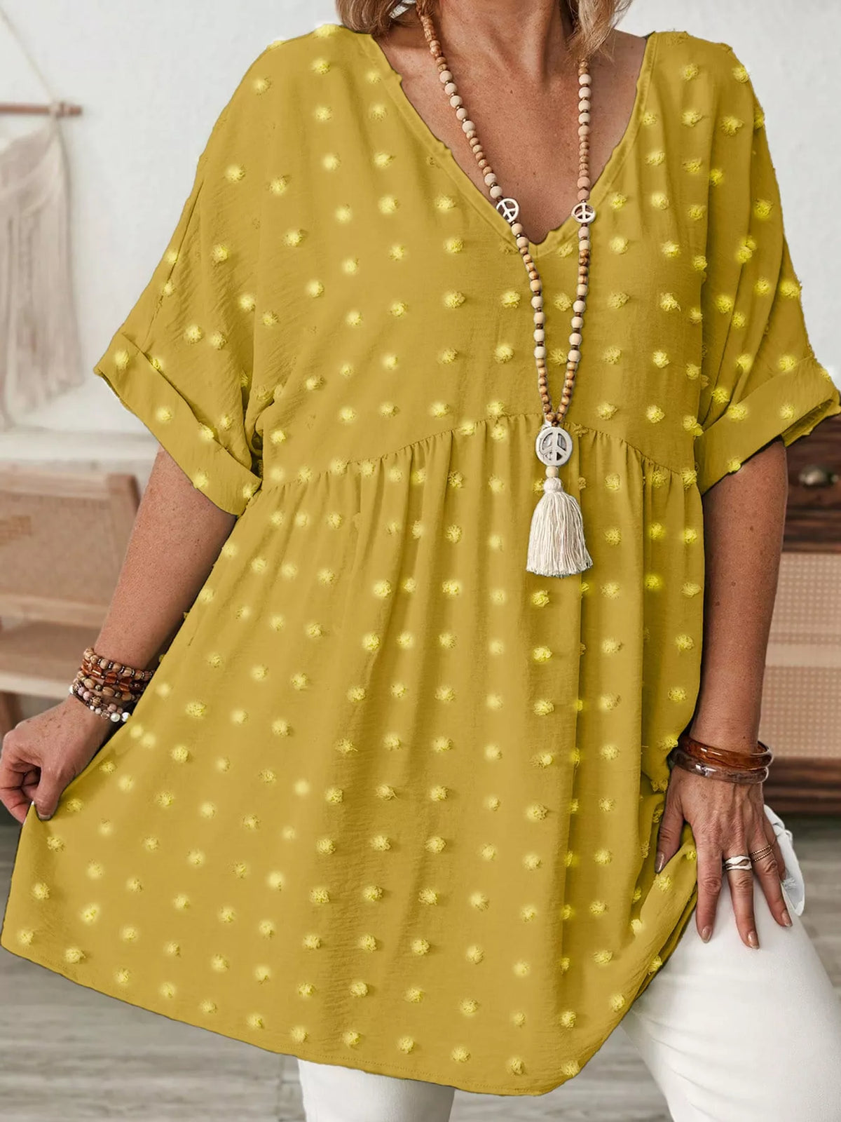 Swiss-dot blouse, yellow front