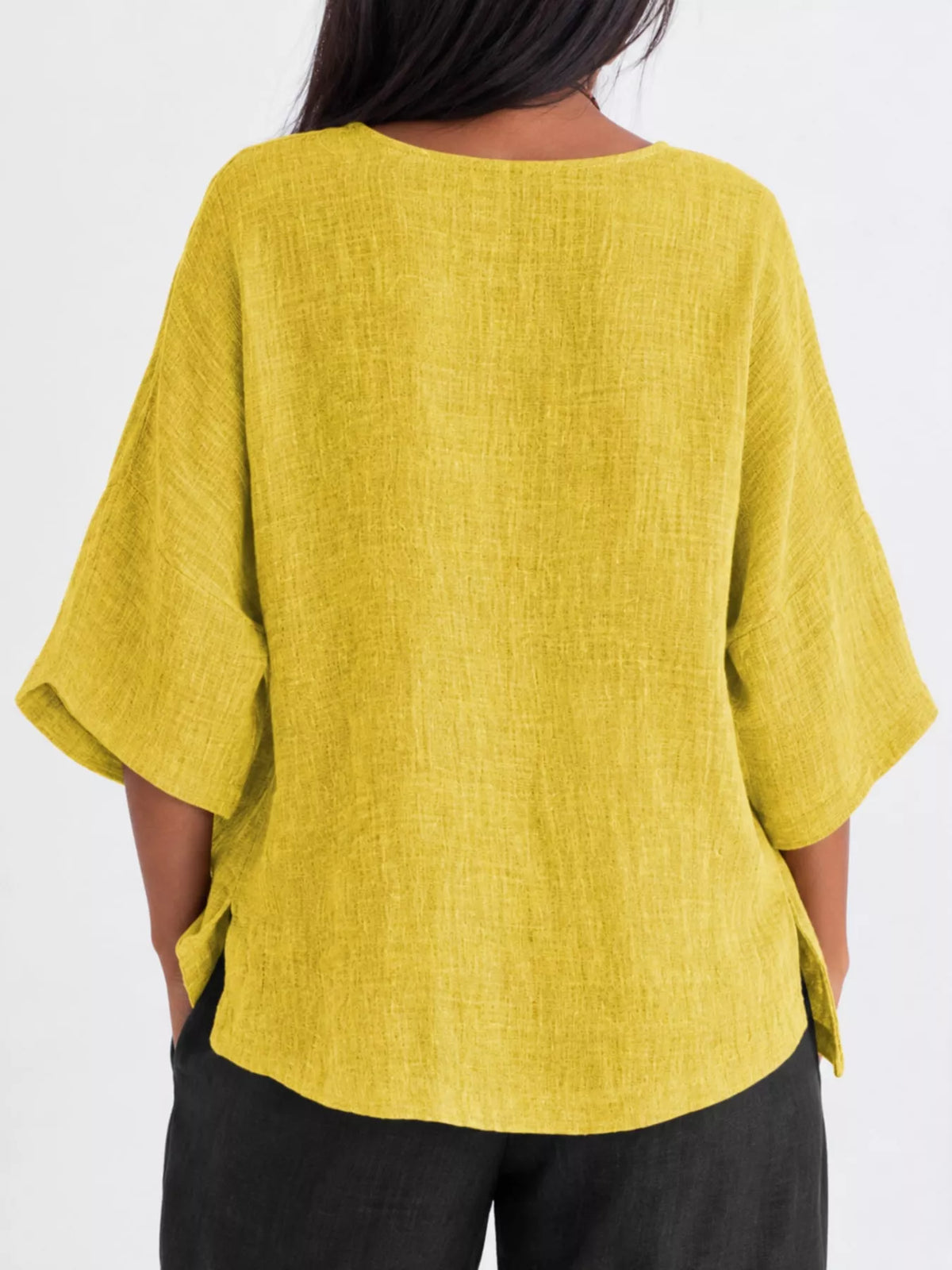 Slit blouse, yellow back