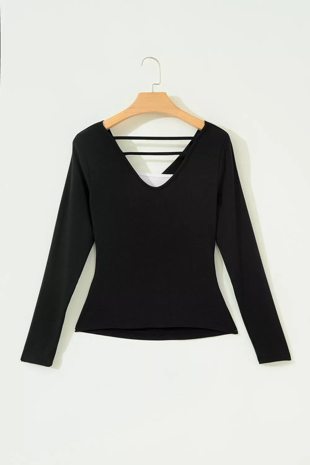 Draped-neck top, black hanging back