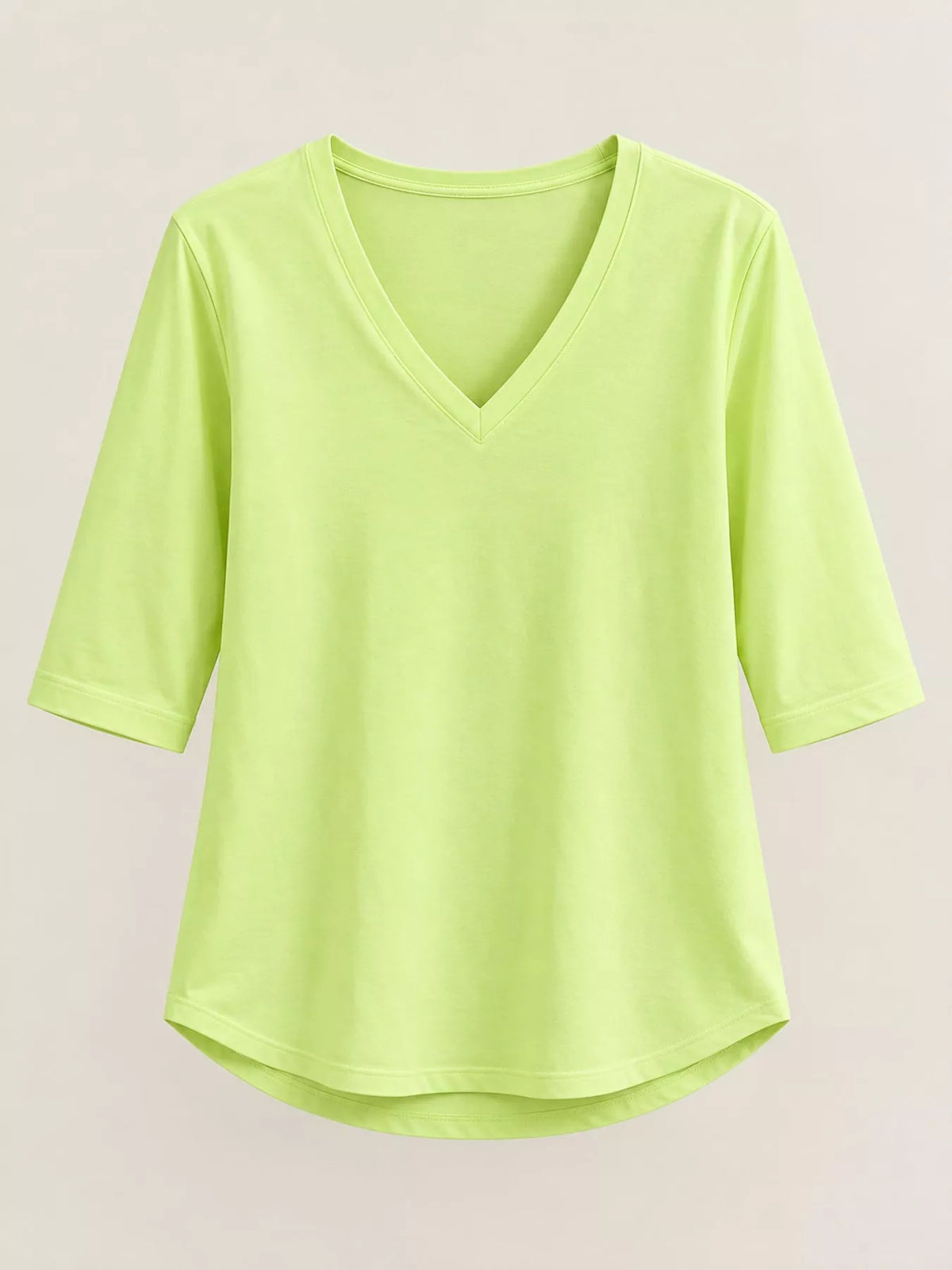 Lime green v-neck half sleeve t-shirt