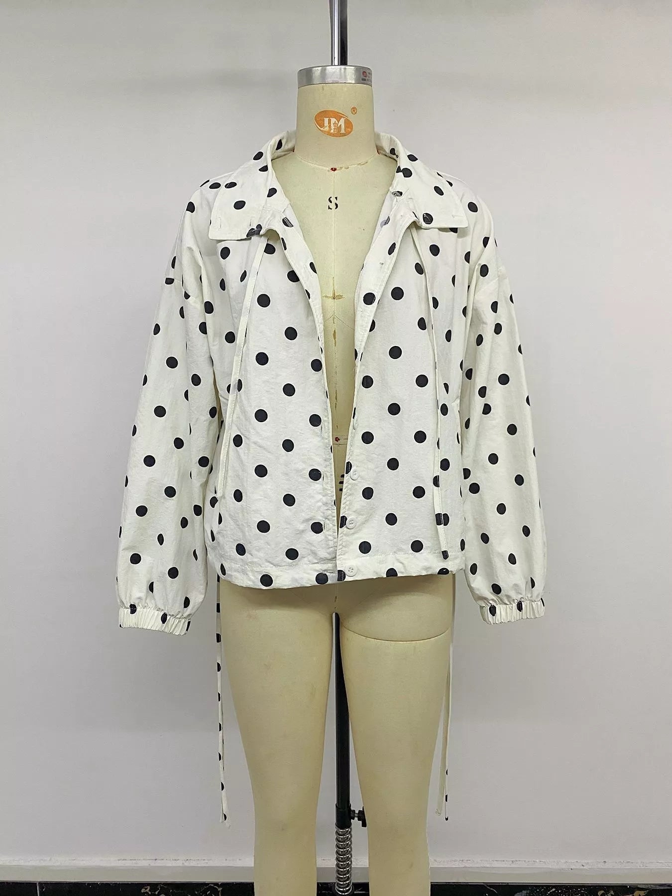 Trendsi Polka Dot Stand-Collar Casual Jacket -