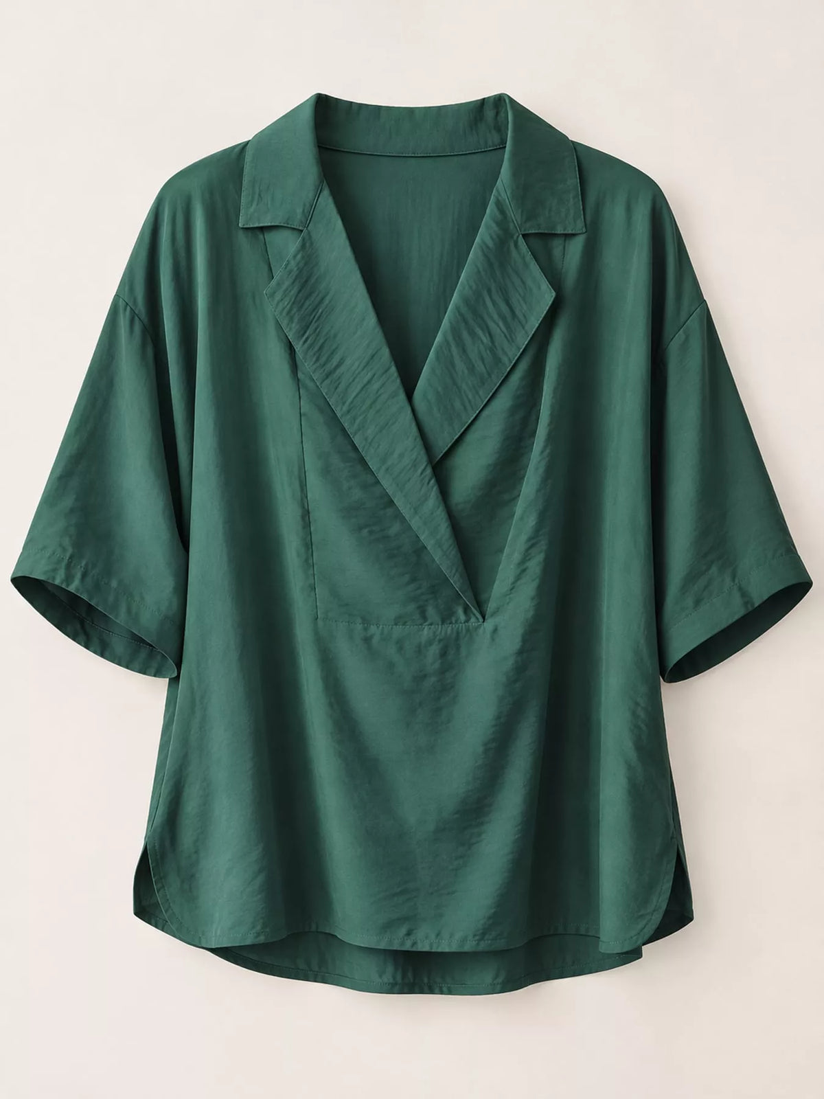 Half-sleeve blouse, green hanging front