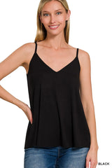 Trendsi Zenana Two-Way V and Scoop Neck Reversible Spaghetti Cami -