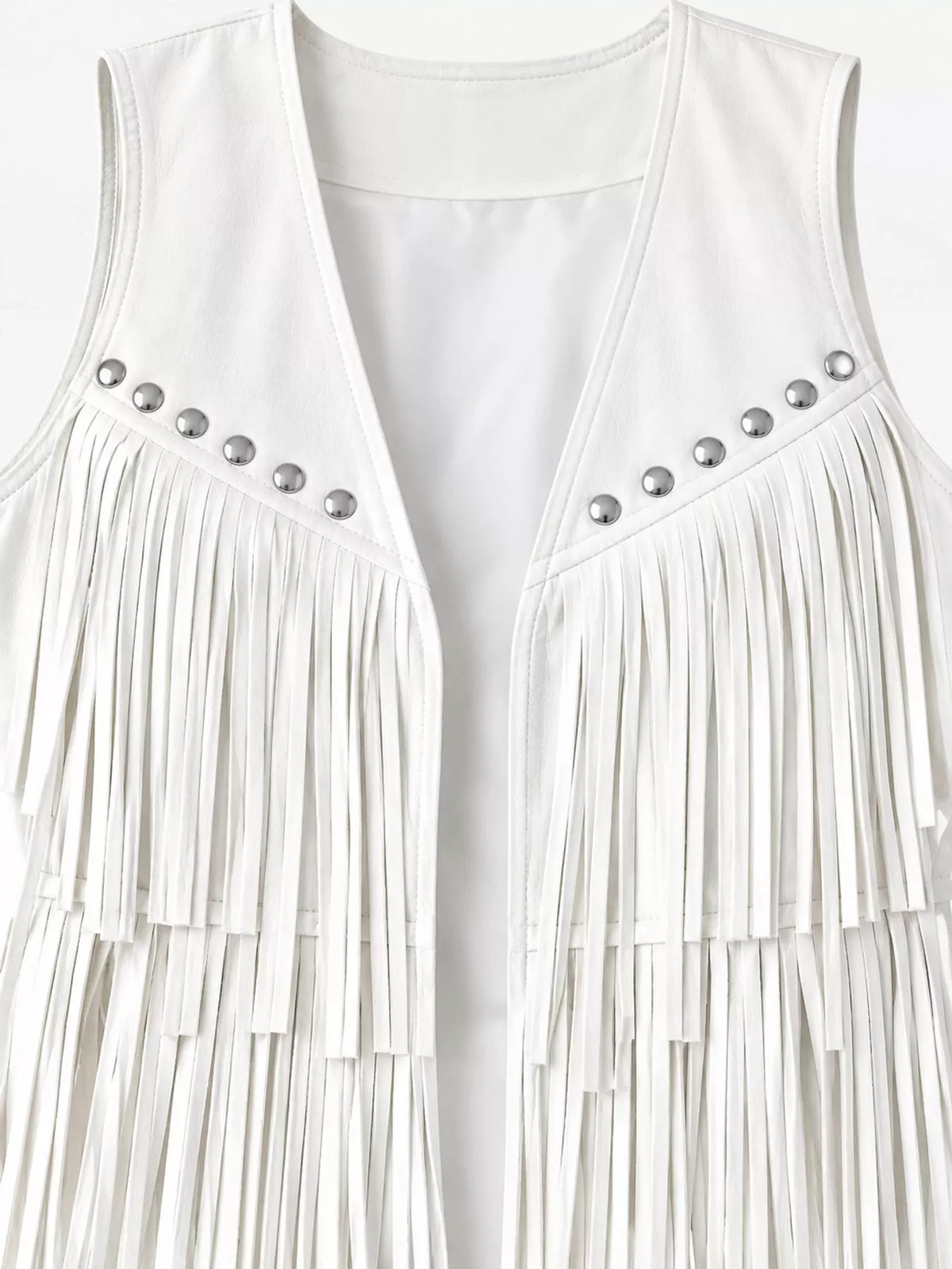 Fringed Suede Vest Coat in white