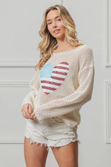 Trendsi BiBi Sequin American Flag Heart Knit Up -