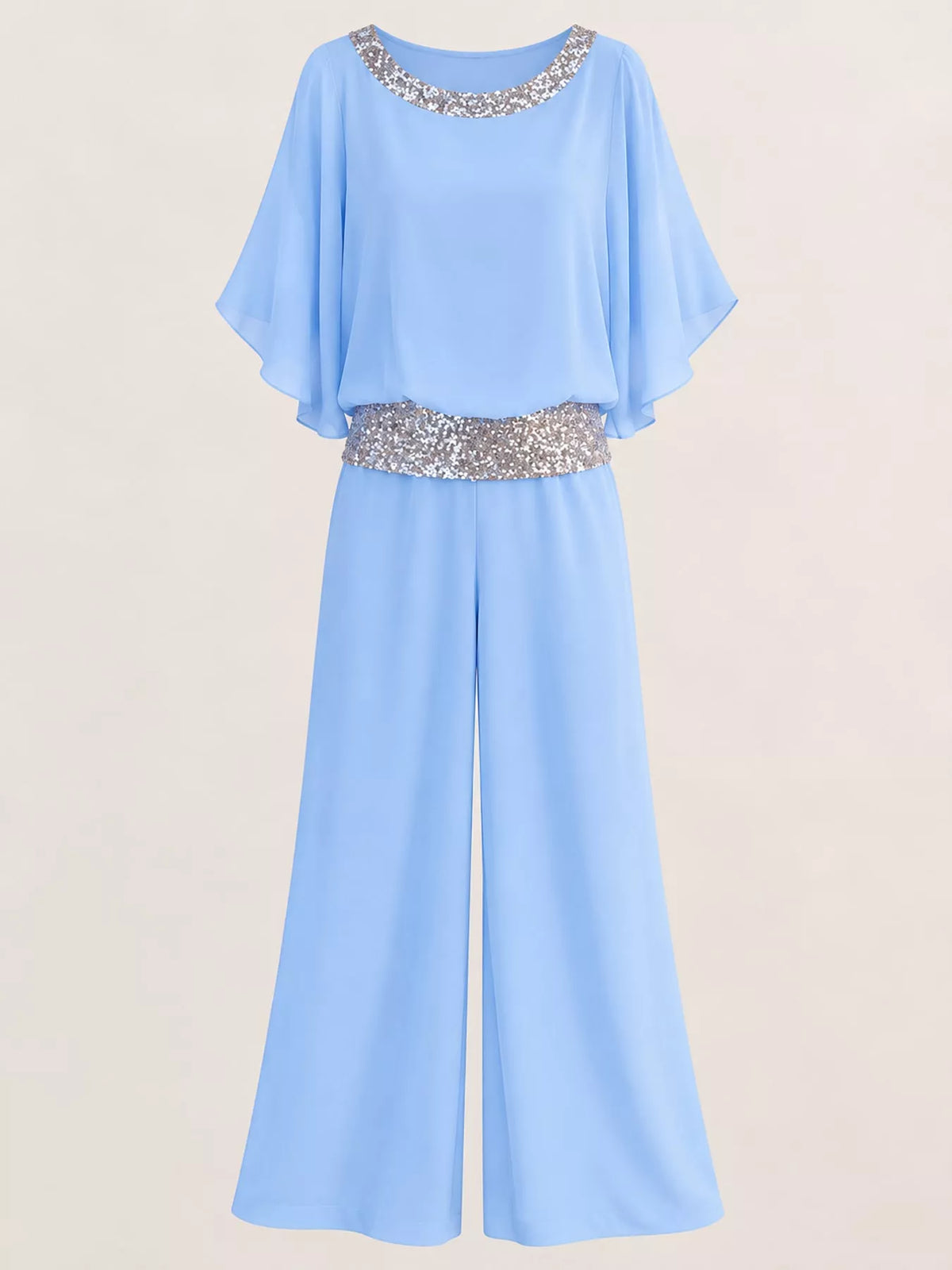 Chiffon Top and Wide-Leg Pants Set — garment front