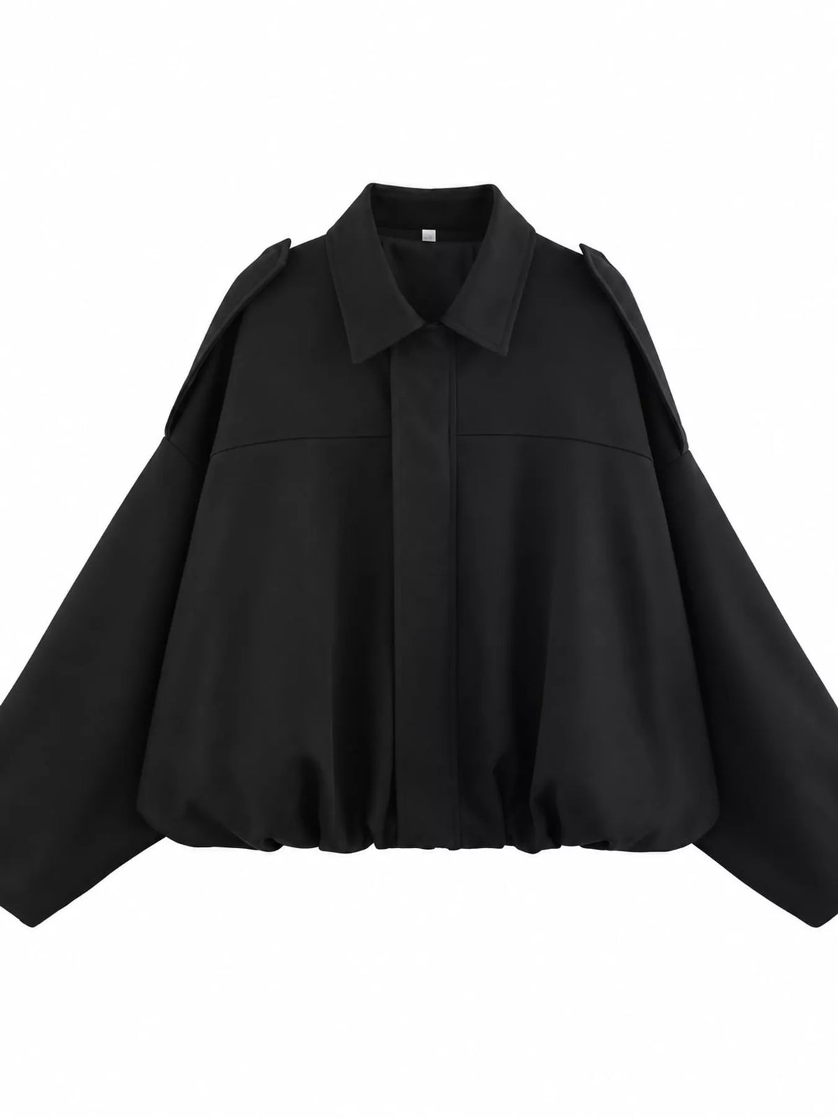 Black elastic hem batwing sleeve jacket