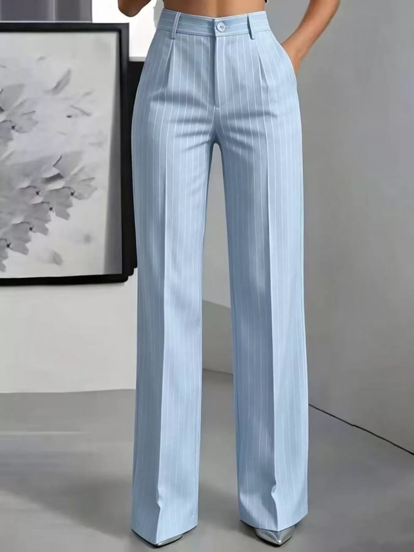 Trendsi High-Waisted Striped Wide-Leg Pants -