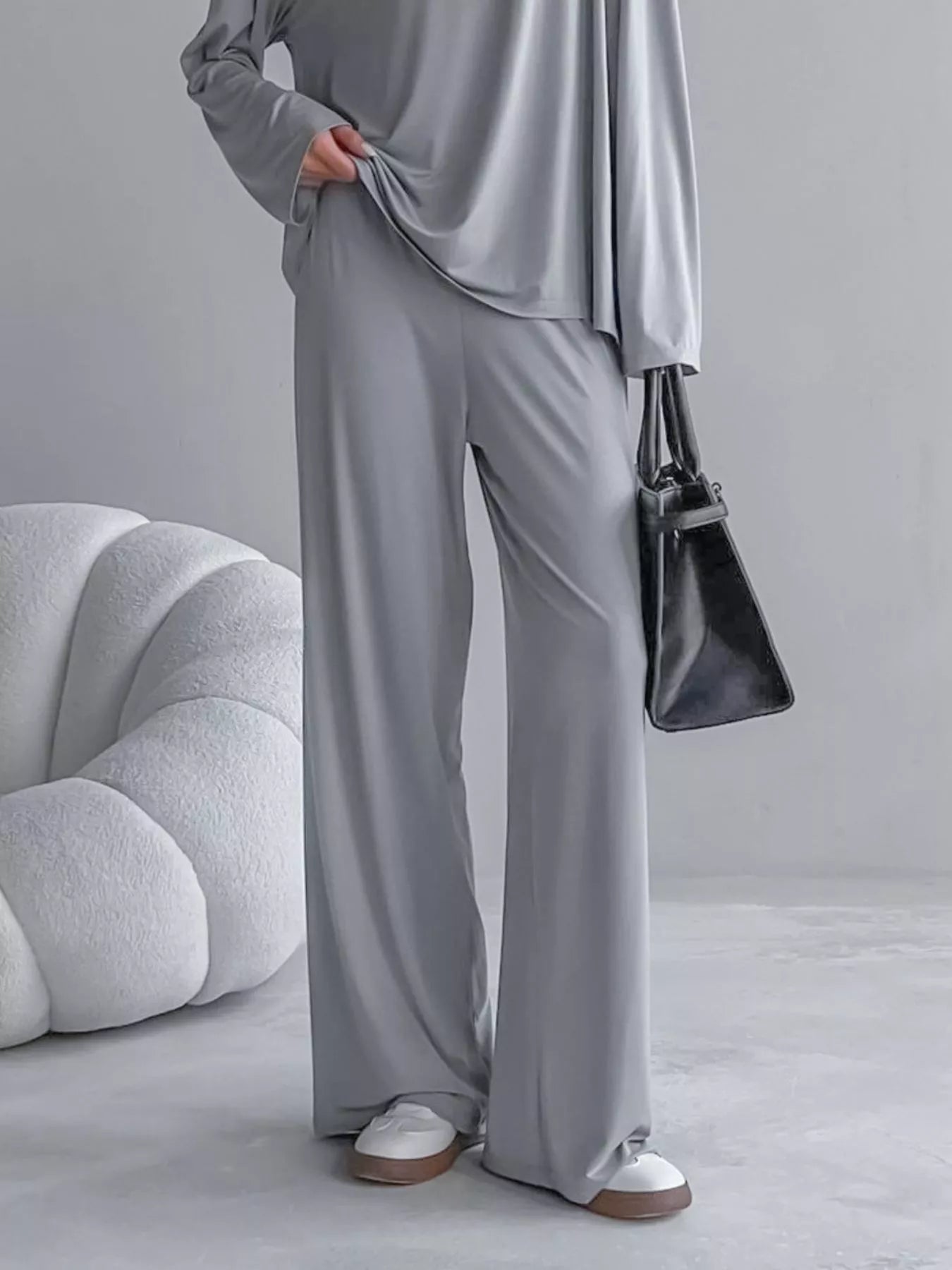 Trendsi Solid Color Long Sleeve Top and Pants Set -