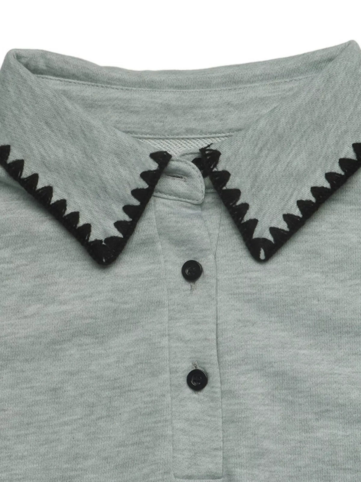 Trendsi Polo Collar Dropped Shoulder Sweatshirt -