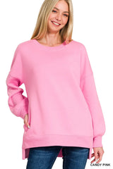 Trendsi Zenana Fleece Hi-low Boyfriend Sweatshirts with Pockets -