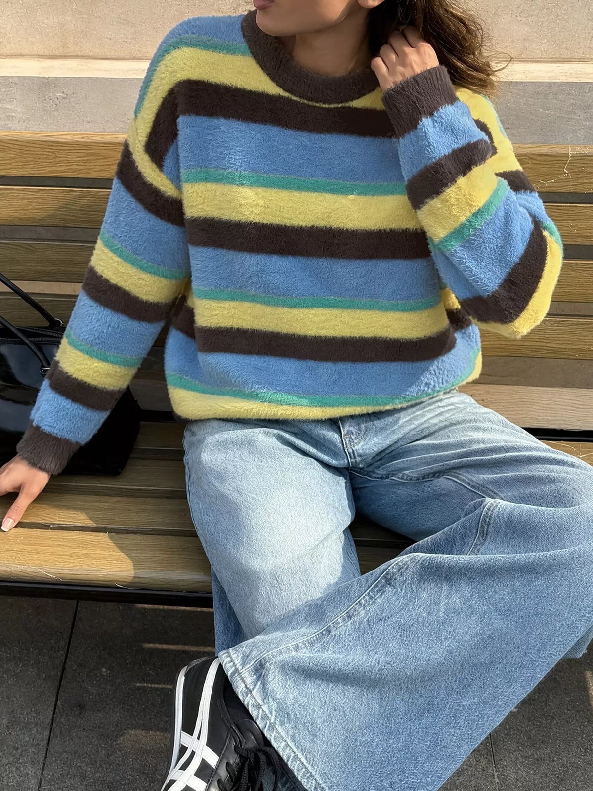 Trendsi Striped Dropped Shoulder Sweater -