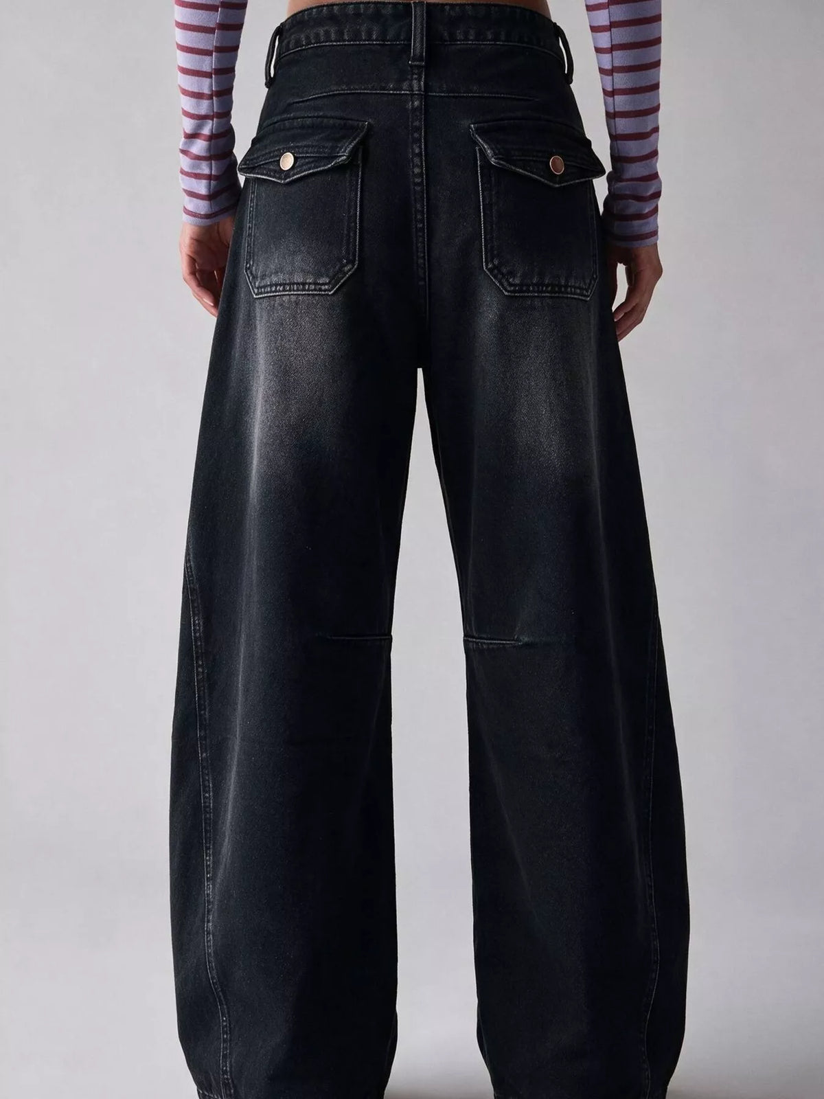 Washed High-Waist Wide-Leg Jeans, back view