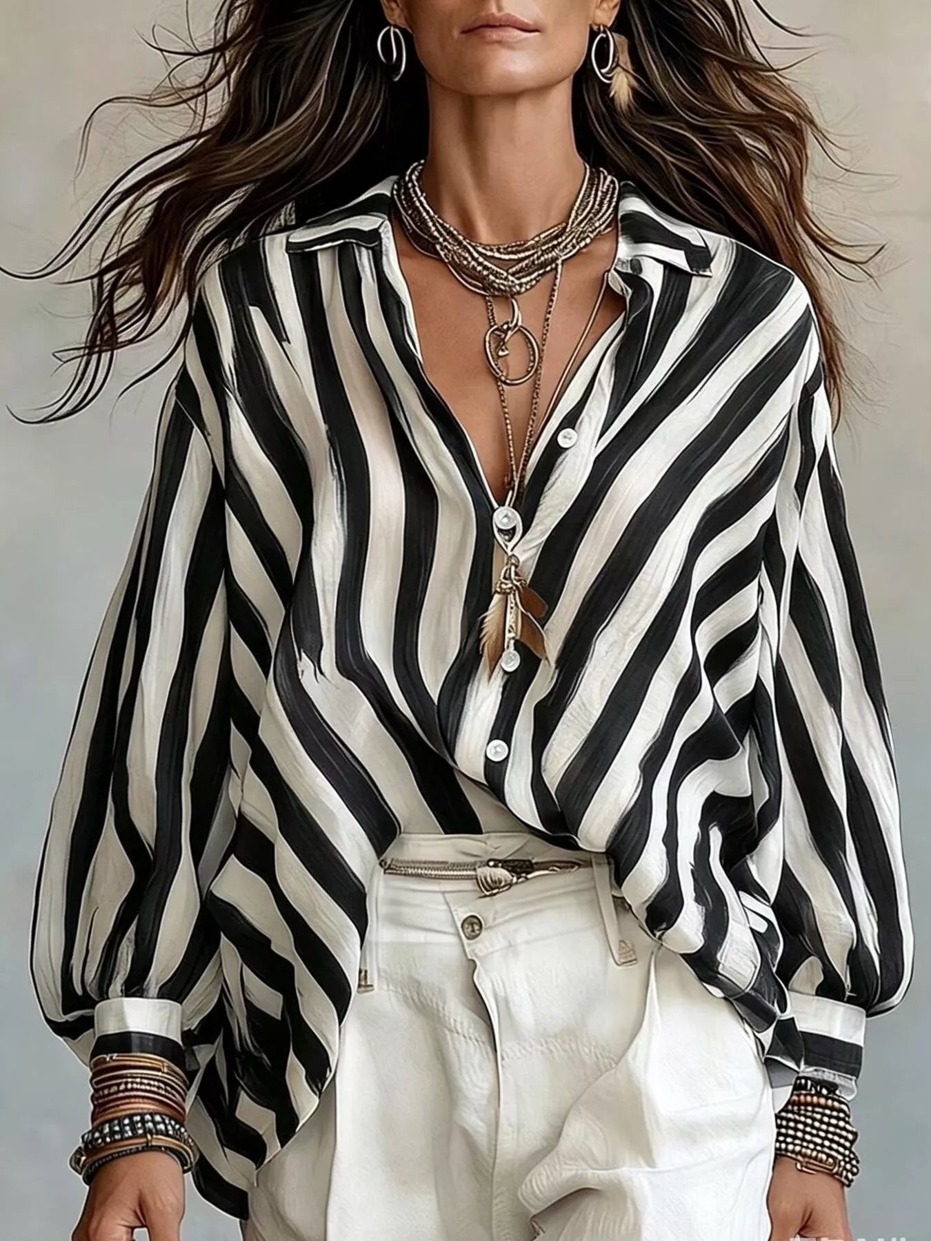 Trendsi Striped Loose Fit Shirt -