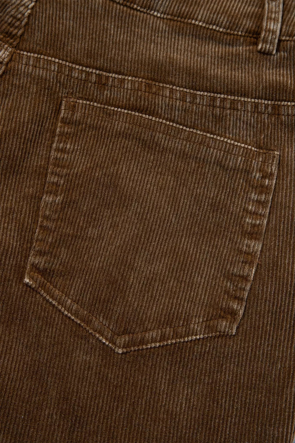 Women's Straight Leg Corduroy Metal Button Zip-up Pants in Taupe, additional product view