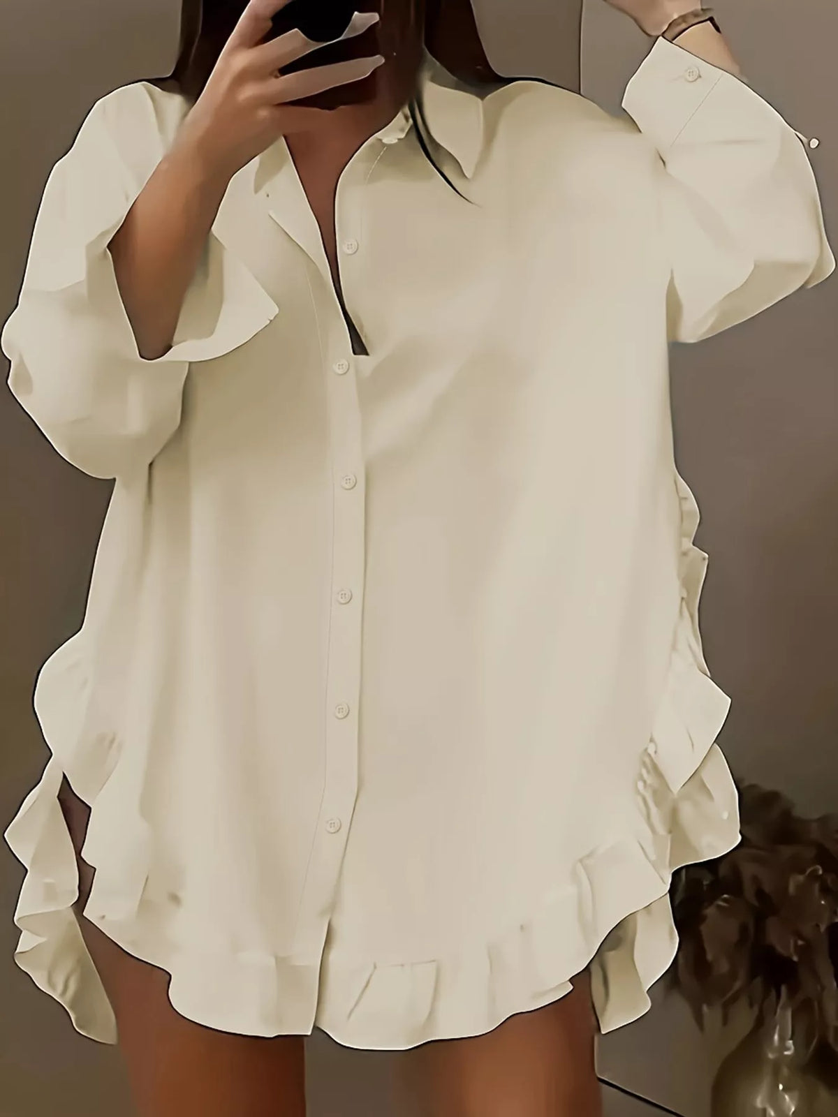 Apricot long-sleeve shirt