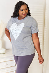 Trendsi Simply Love Heart Graphic Cuffed Short Sleeve T-Shirt - Shirts