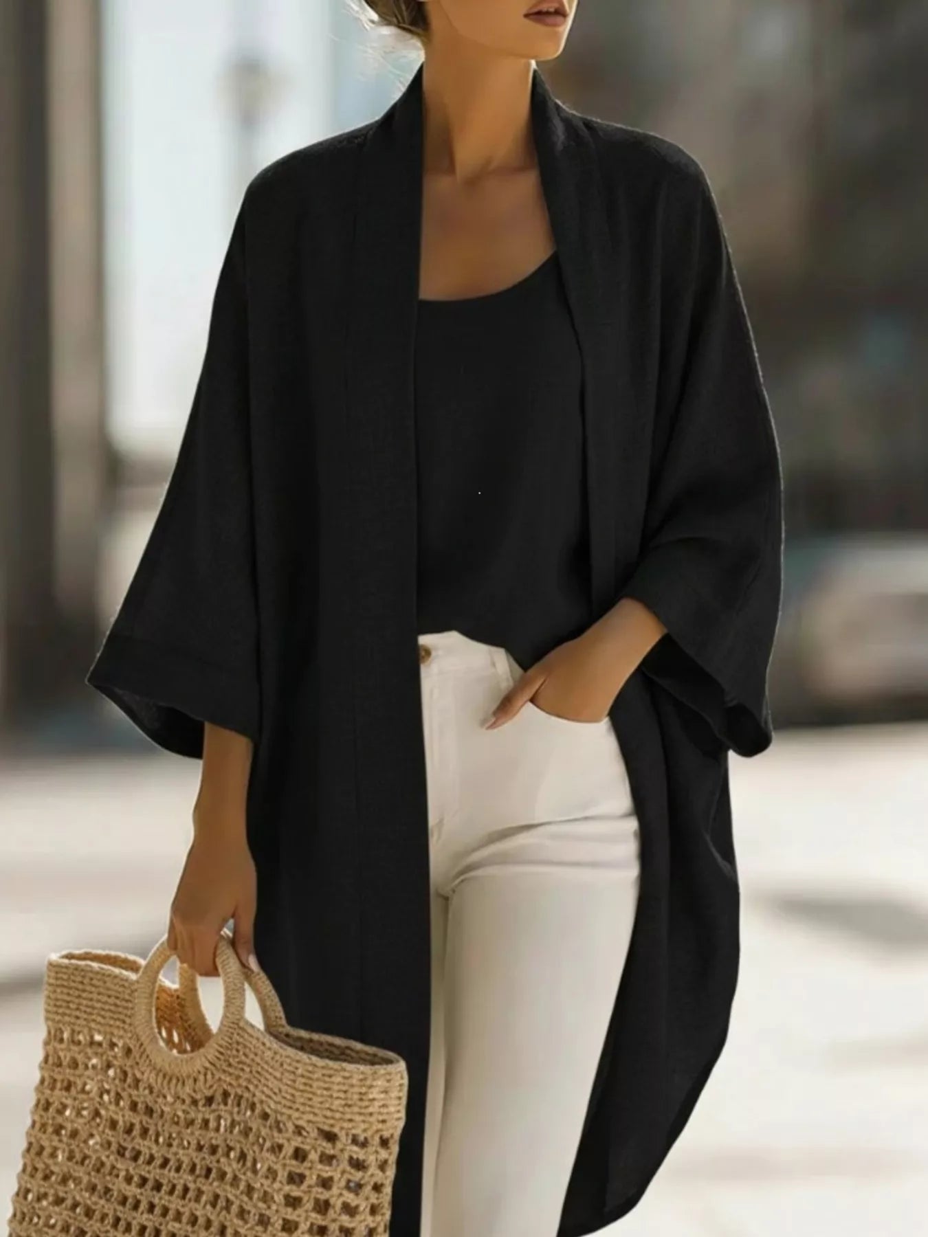 Trendsi Full Size Open-Front Cardigan and Matching Tank Top Set Plus Size -