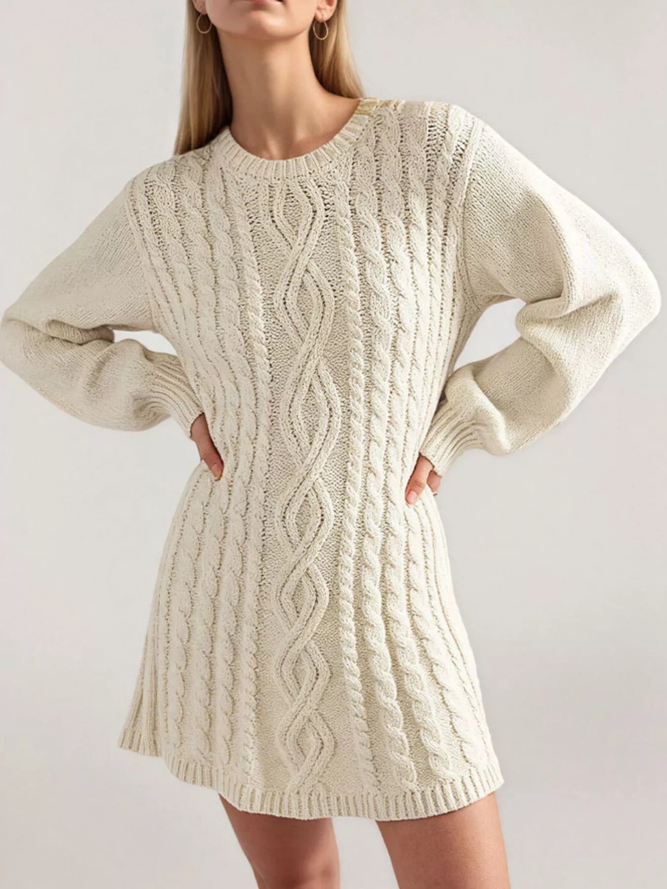 Trendsi Cable Knit Sweater Mini Dress -