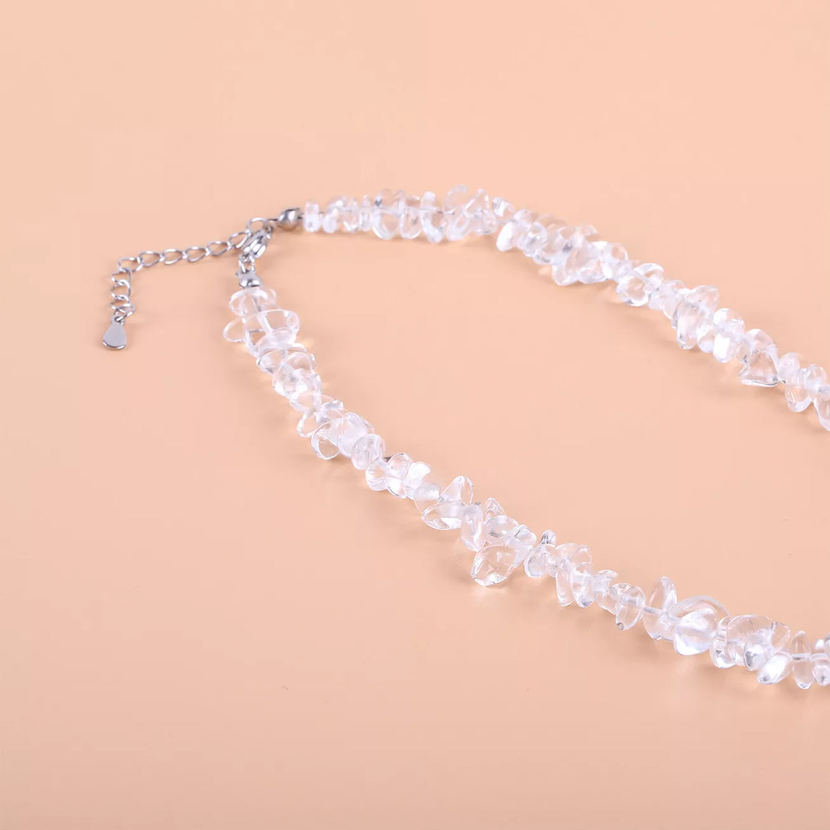 Silver crystal-chip heart pendant necklace