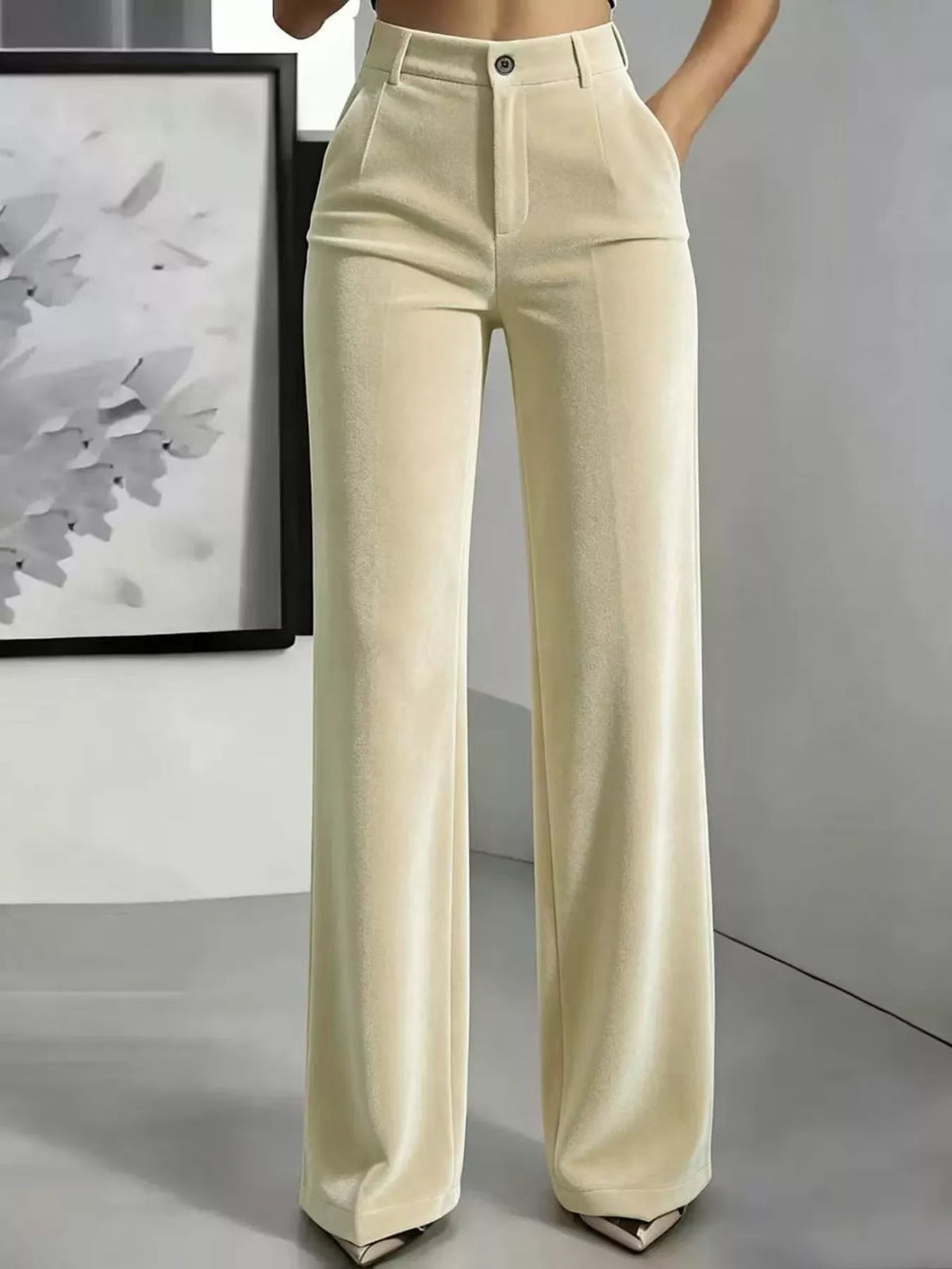Cream velvet pants