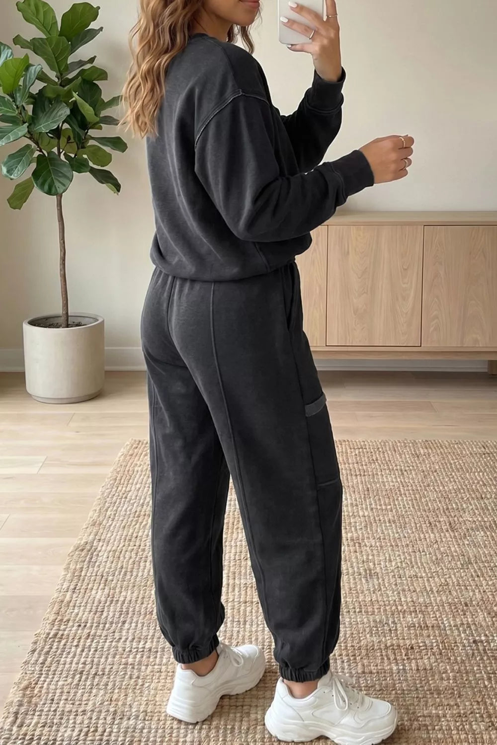 Trendsi Crew Neck Long Sleeve Top and Joggers Set -