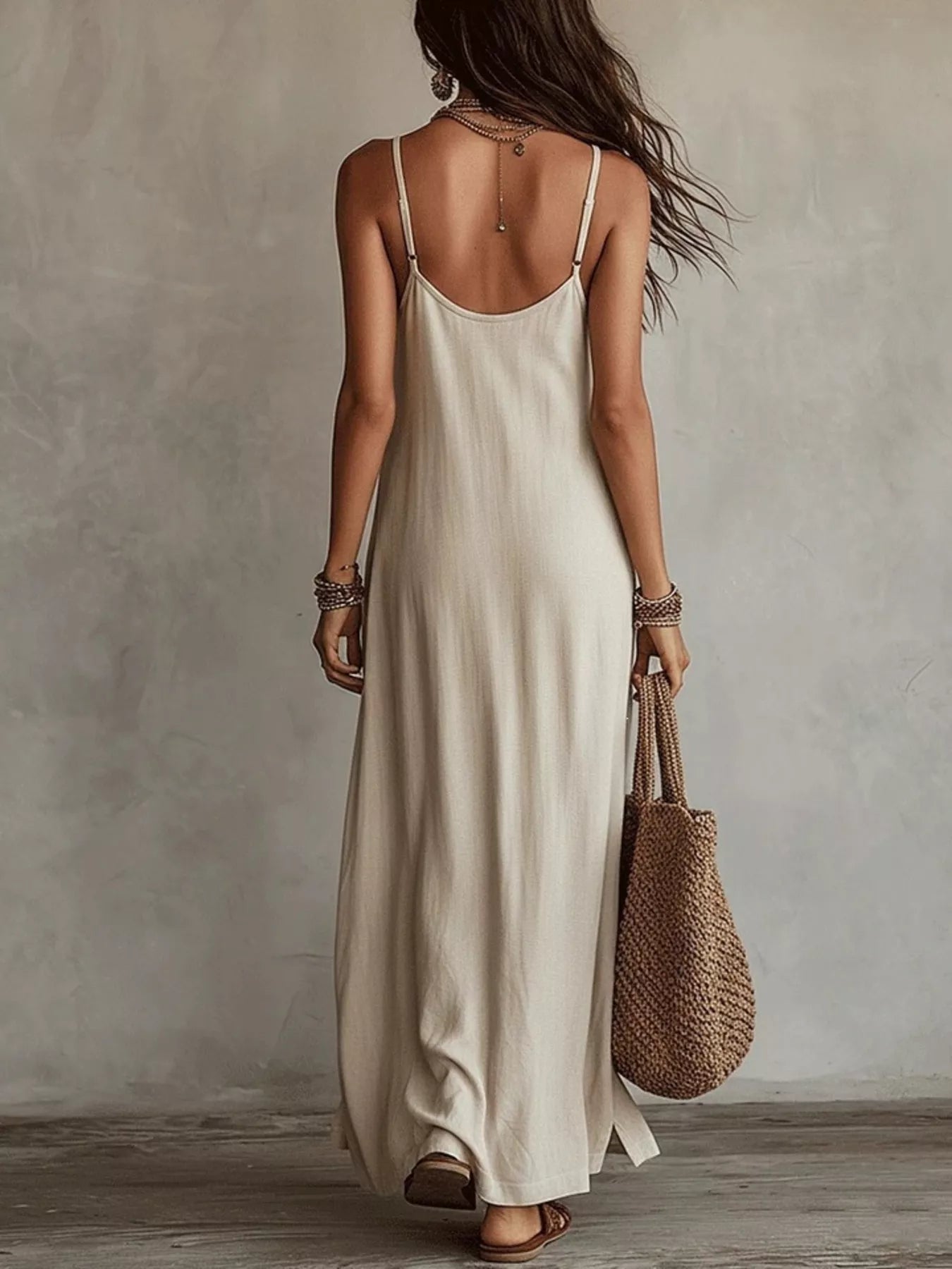 Trendsi Full Size Scoop Neck Spaghetti Strap Maxi Dress Plus Size -
