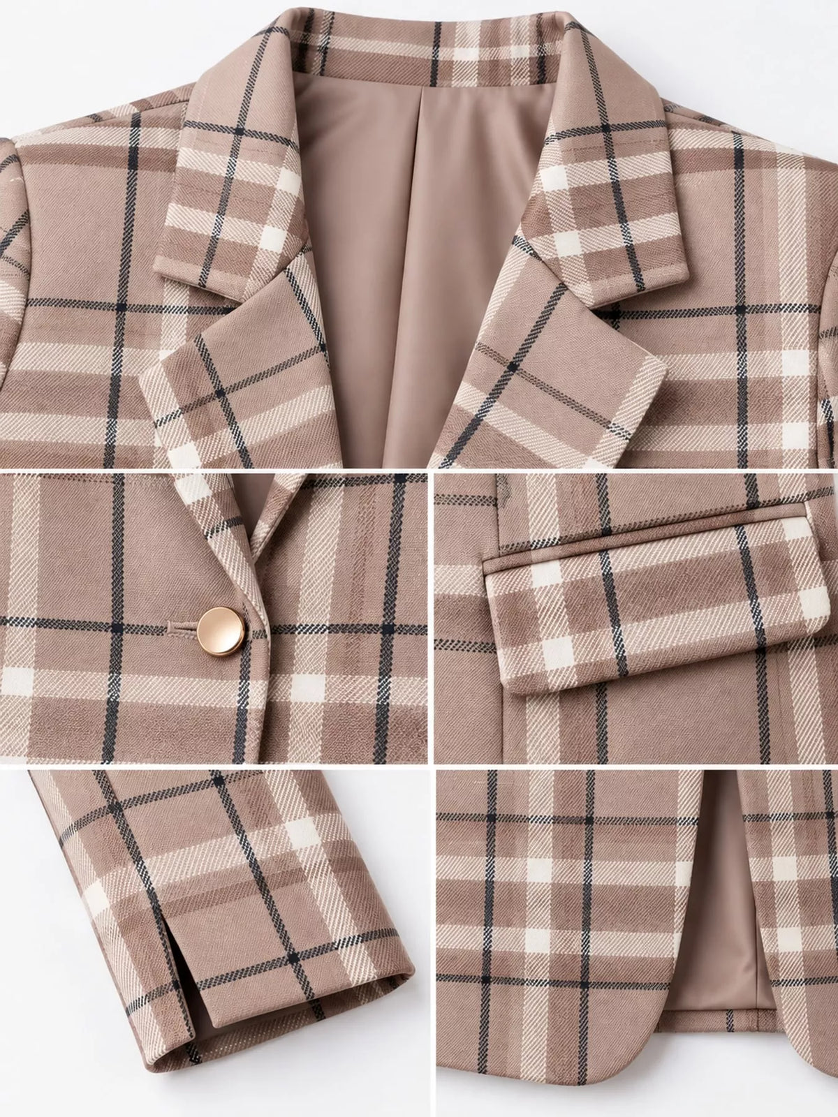 Collared long sleeve blazer, construction and design details