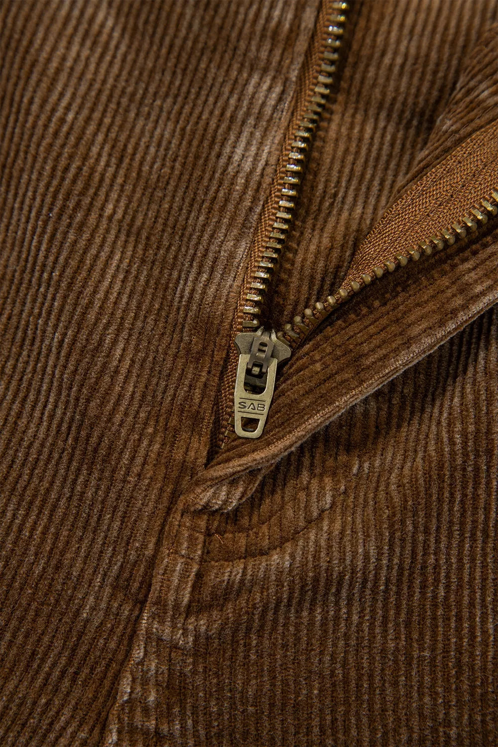 Women's Straight Leg Corduroy Metal Button Zip-up Pants in Taupe, alternate back view