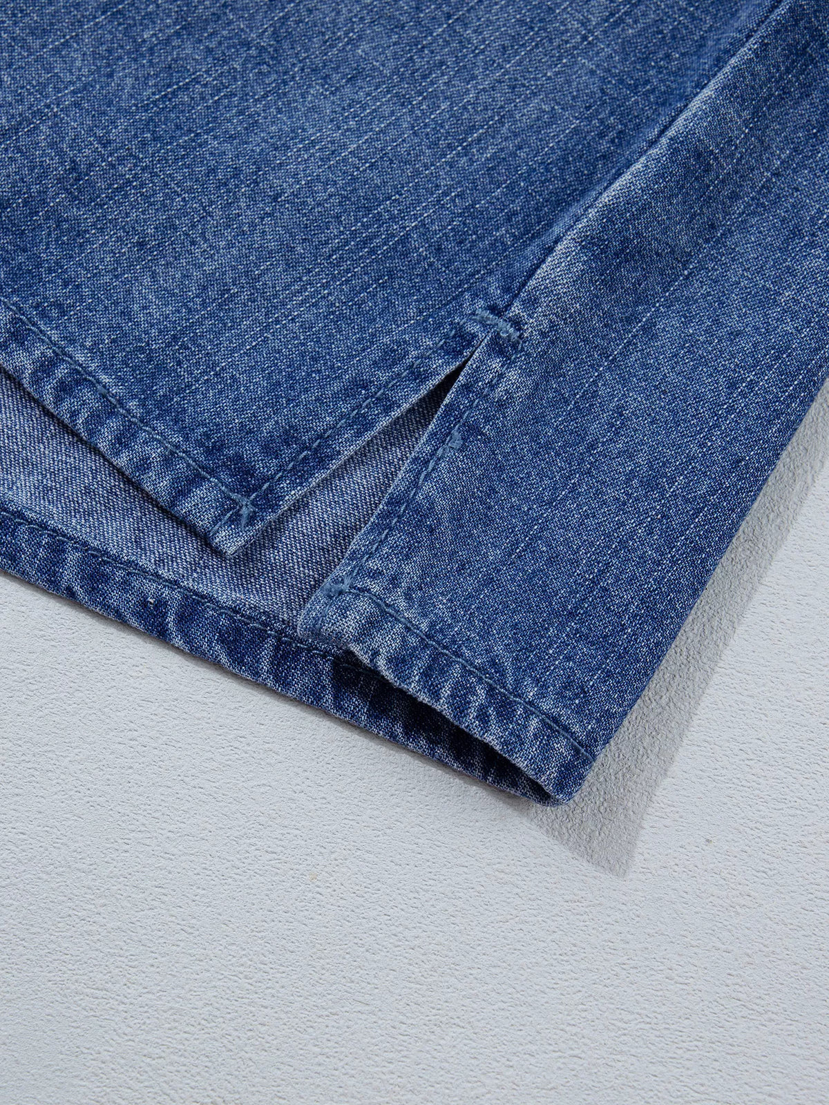 Trendsi Three Quarter Sleeve Button Front Loose Denim Shirt -