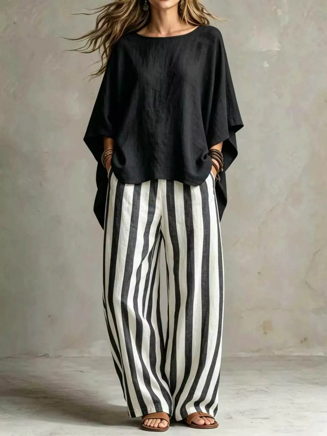 Trendsi Full Size Solid Color Top and Pants Set Plus Size -