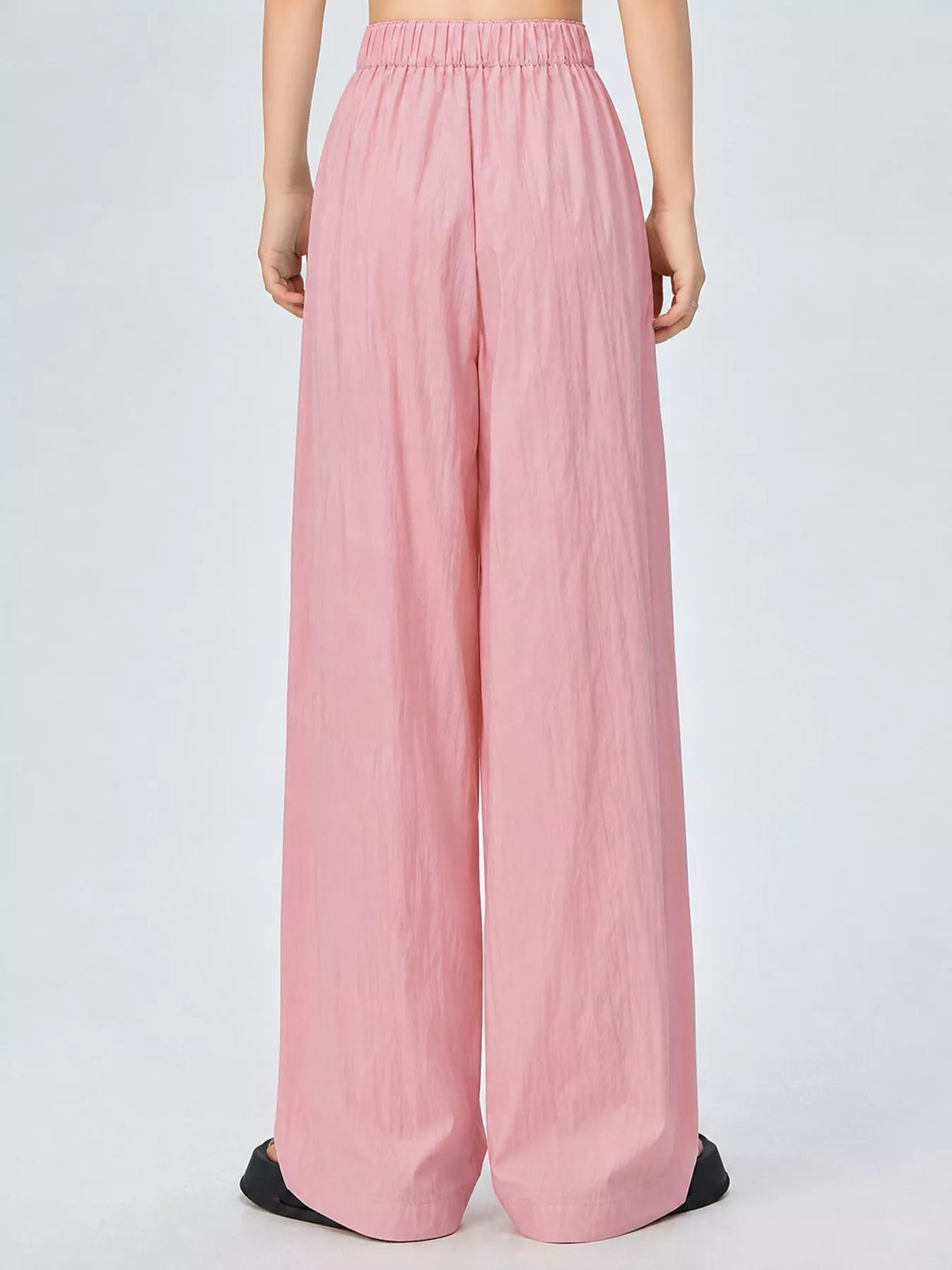 Women's High-Waisted Loose Fit Wide-Leg Casual Pants in pink — front view