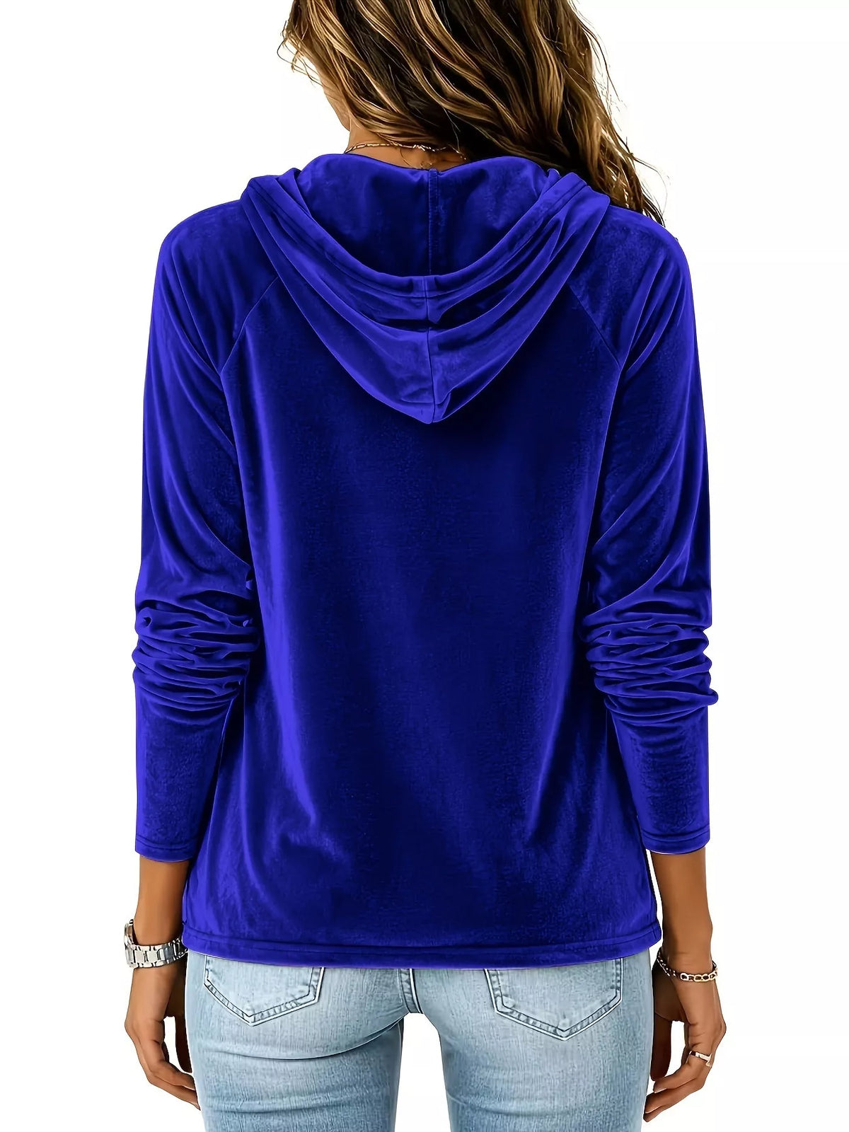 Trendsi Full Size Velvet Drawstring Long Sleeve Hoodie Plus Size -