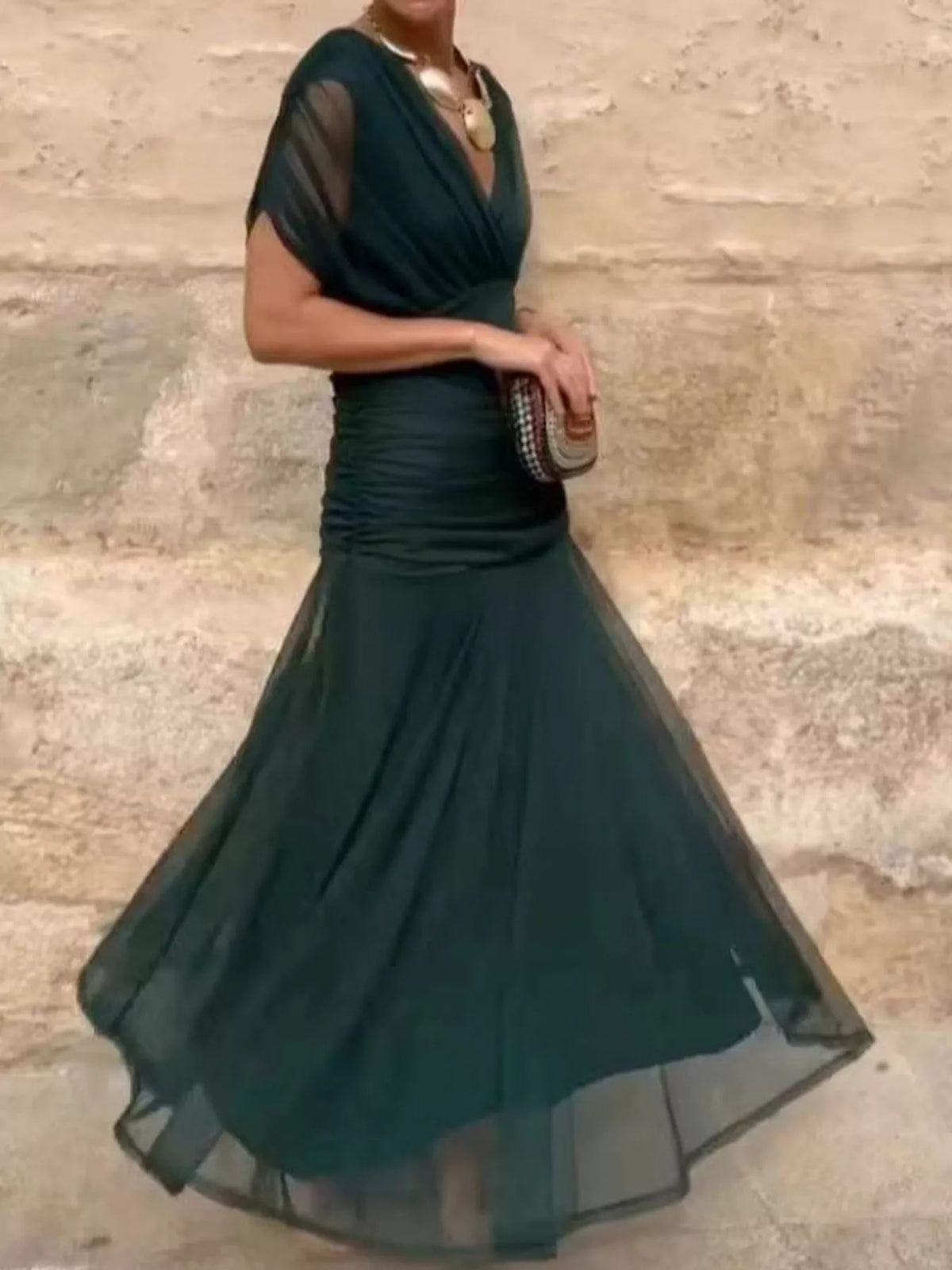 Olive Green ruched dress