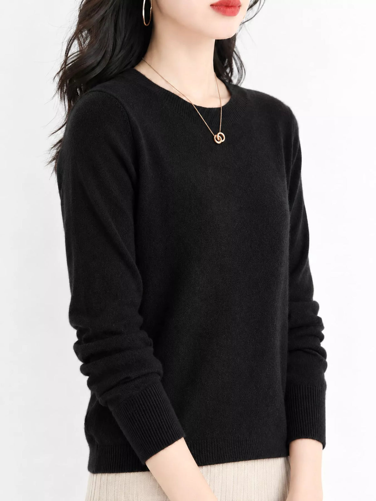 Crew Neck Long Sleeve Sweater — side view