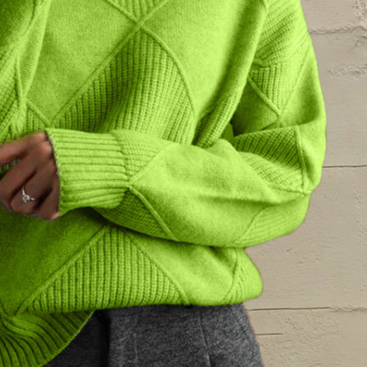 Trendsi Geometric Turtleneck Long Sleeve Sweater -